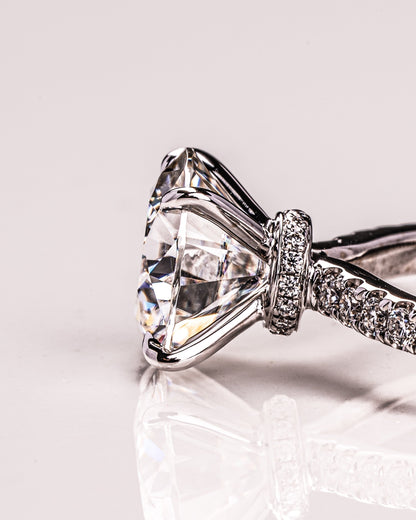 1.9 CT Round Hidden Halo Pave Lab Grown Diamond Engagement Ring