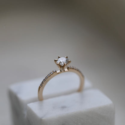 Round Cut Pave Lab Grown Diamond Engagement Ring