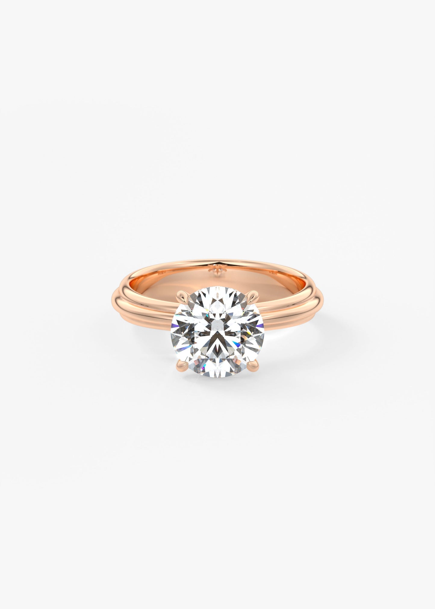 Round Solitaire Triple Shank Lab Grown Diamond Engagement Ring