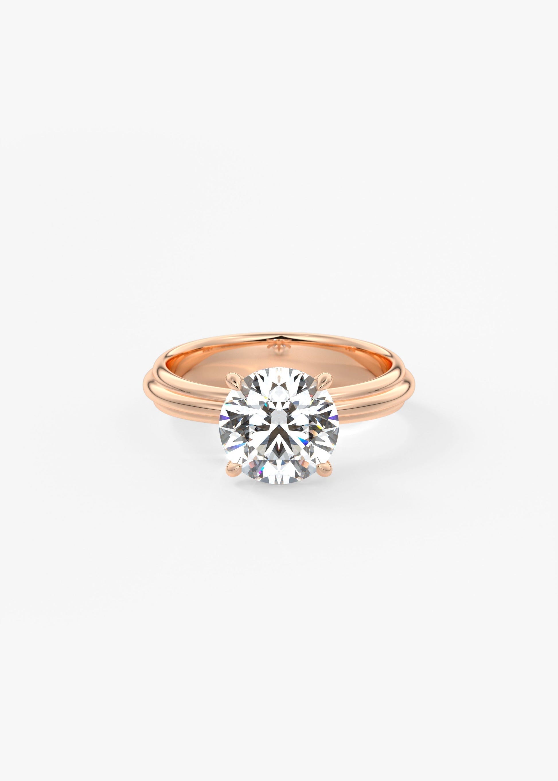 Round Solitaire Triple Shank Lab Grown Diamond Engagement Ring