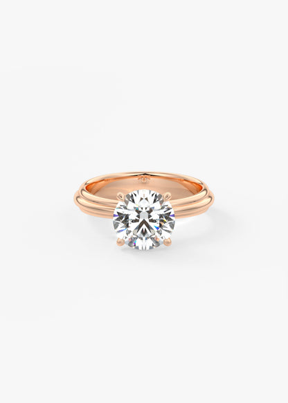 Round Solitaire Triple Shank Lab Grown Diamond Engagement Ring