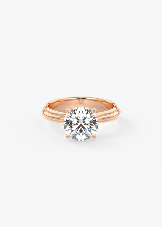 Round Solitaire Triple Shank Lab Grown Diamond Engagement Ring
