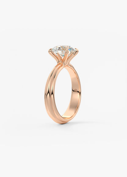 Round Solitaire Triple Shank Lab Grown Diamond Engagement Ring