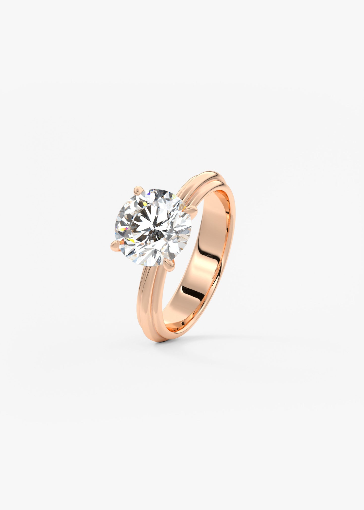 Round Solitaire Triple Shank Lab Grown Diamond Engagement Ring