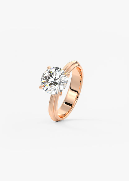 Round Solitaire Triple Shank Lab Grown Diamond Engagement Ring