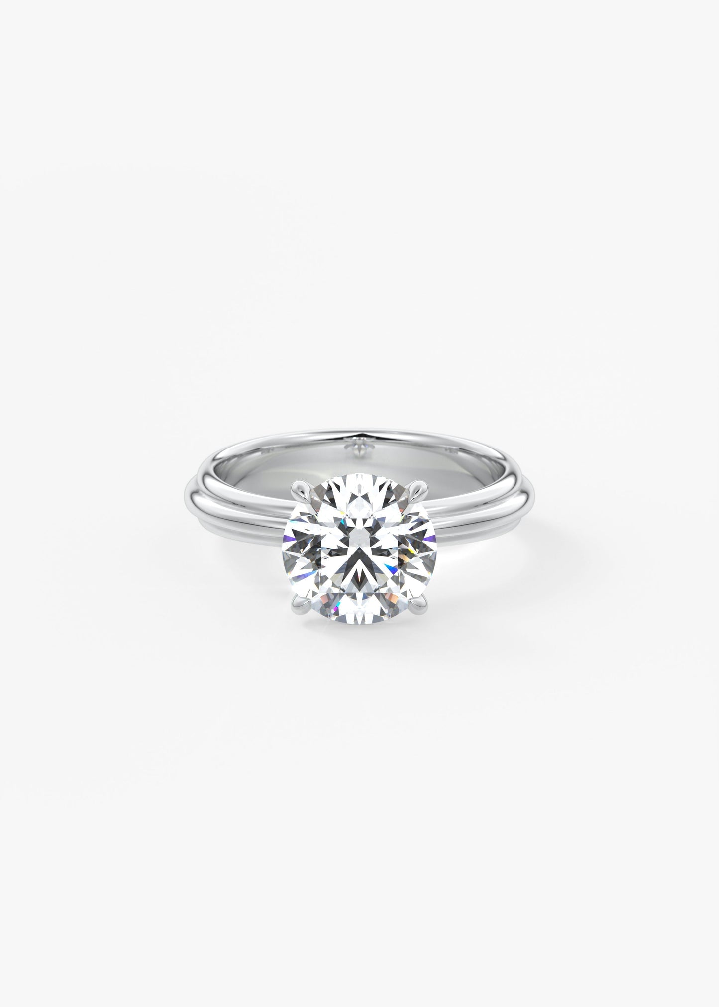 Round Solitaire Triple Shank Lab Grown Diamond Engagement Ring