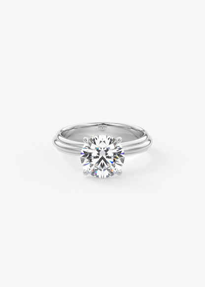 Round Solitaire Triple Shank Lab Grown Diamond Engagement Ring