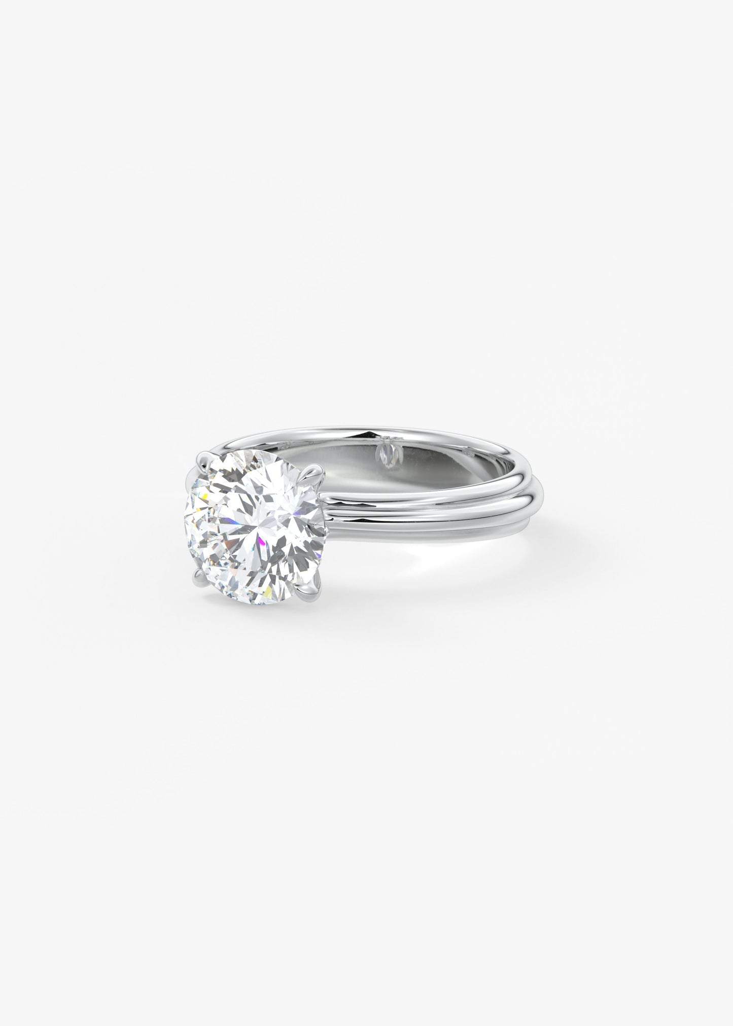Round Solitaire Triple Shank Lab Grown Diamond Engagement Ring