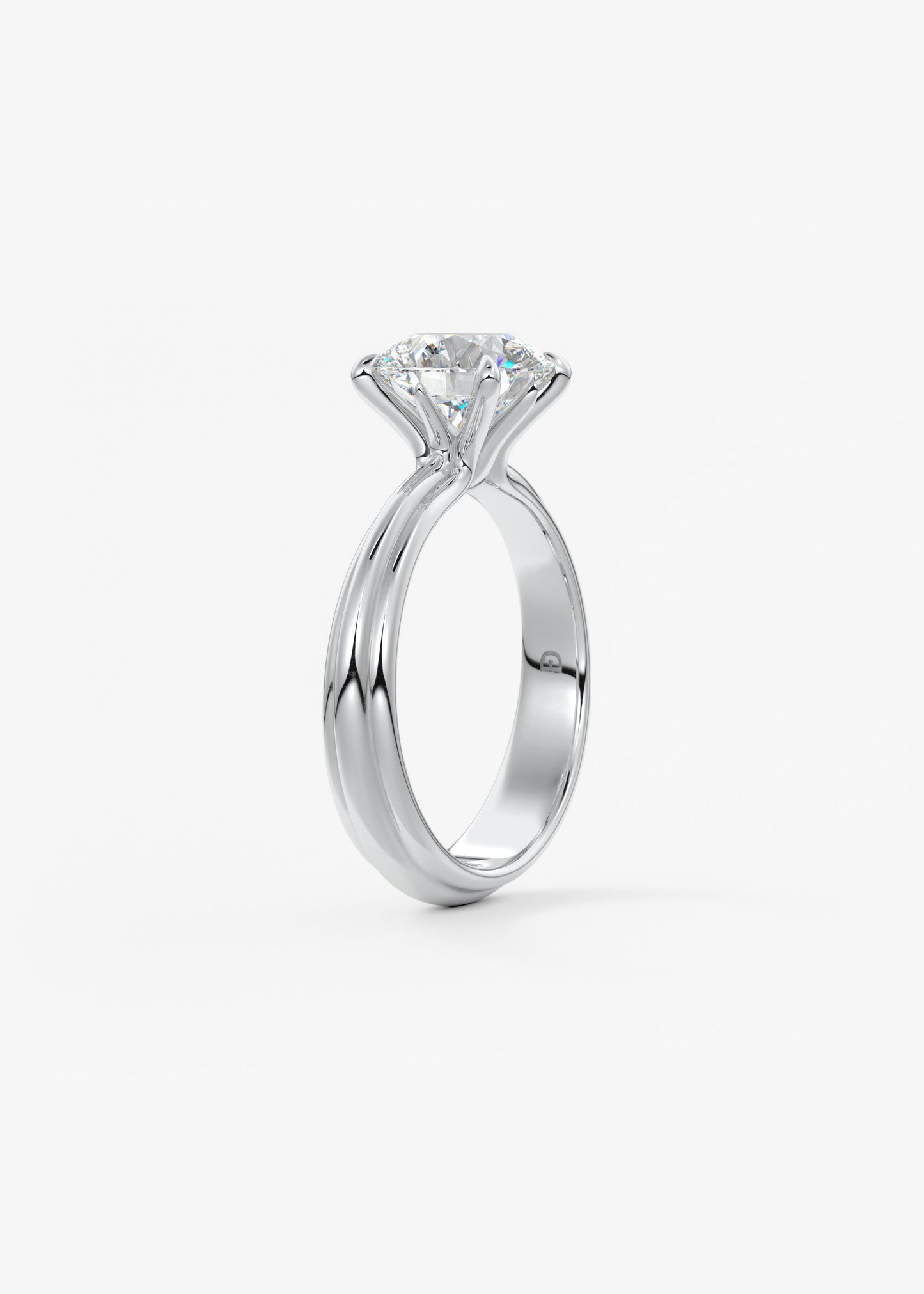Round Solitaire Triple Shank Lab Grown Diamond Engagement Ring
