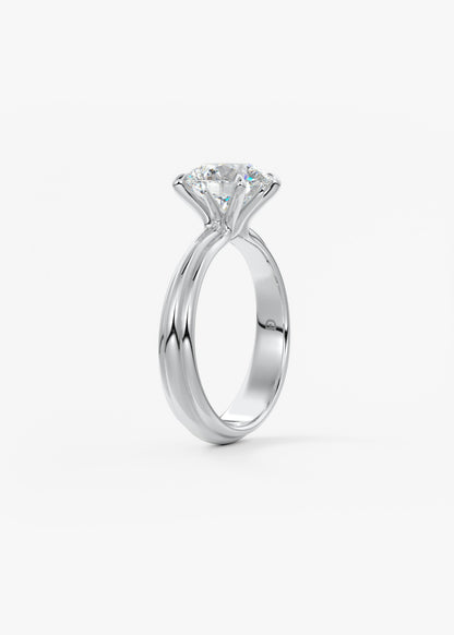 Round Solitaire Triple Shank Lab Grown Diamond Engagement Ring