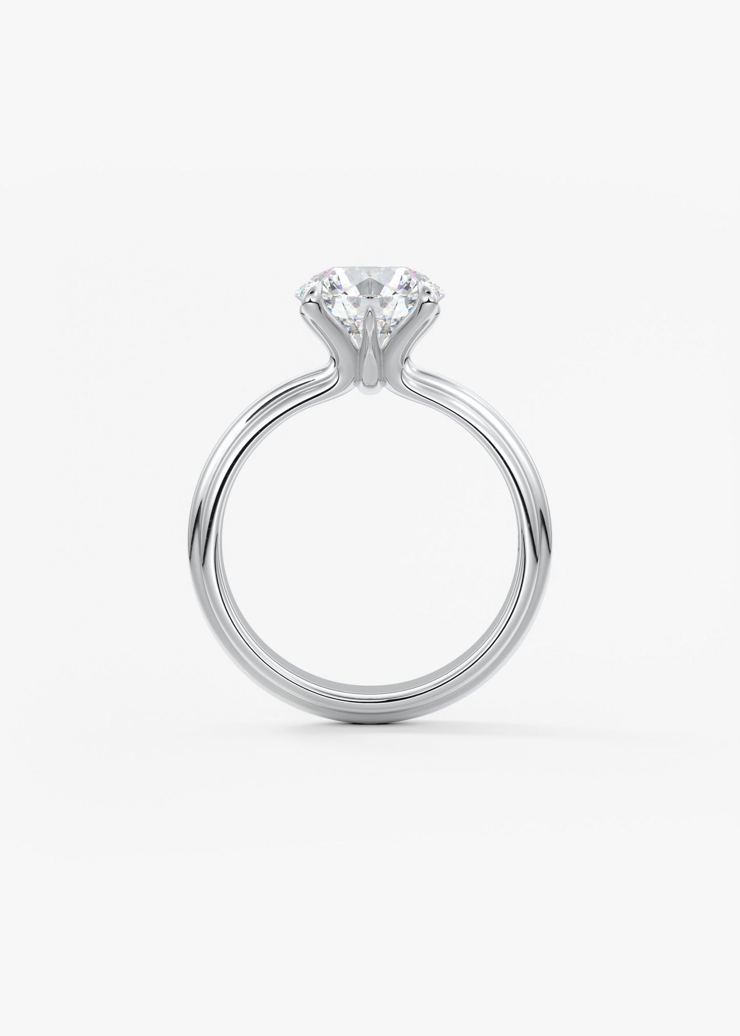 Round Solitaire Triple Shank Lab Grown Diamond Engagement Ring