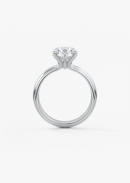Round Solitaire Triple Shank Lab Grown Diamond Engagement Ring