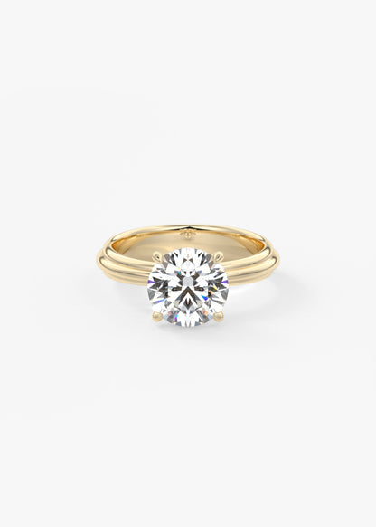 Round Solitaire Triple Shank Lab Grown Diamond Engagement Ring