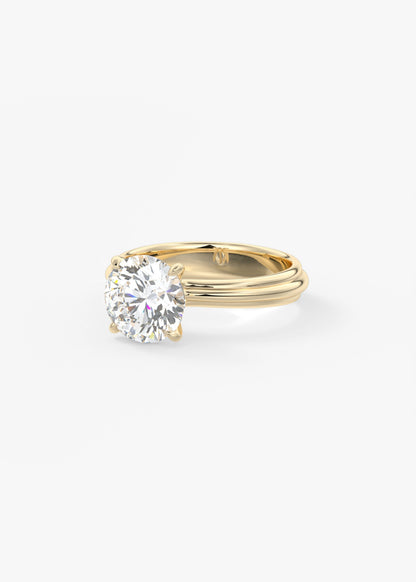 Round Solitaire Triple Shank Lab Grown Diamond Engagement Ring