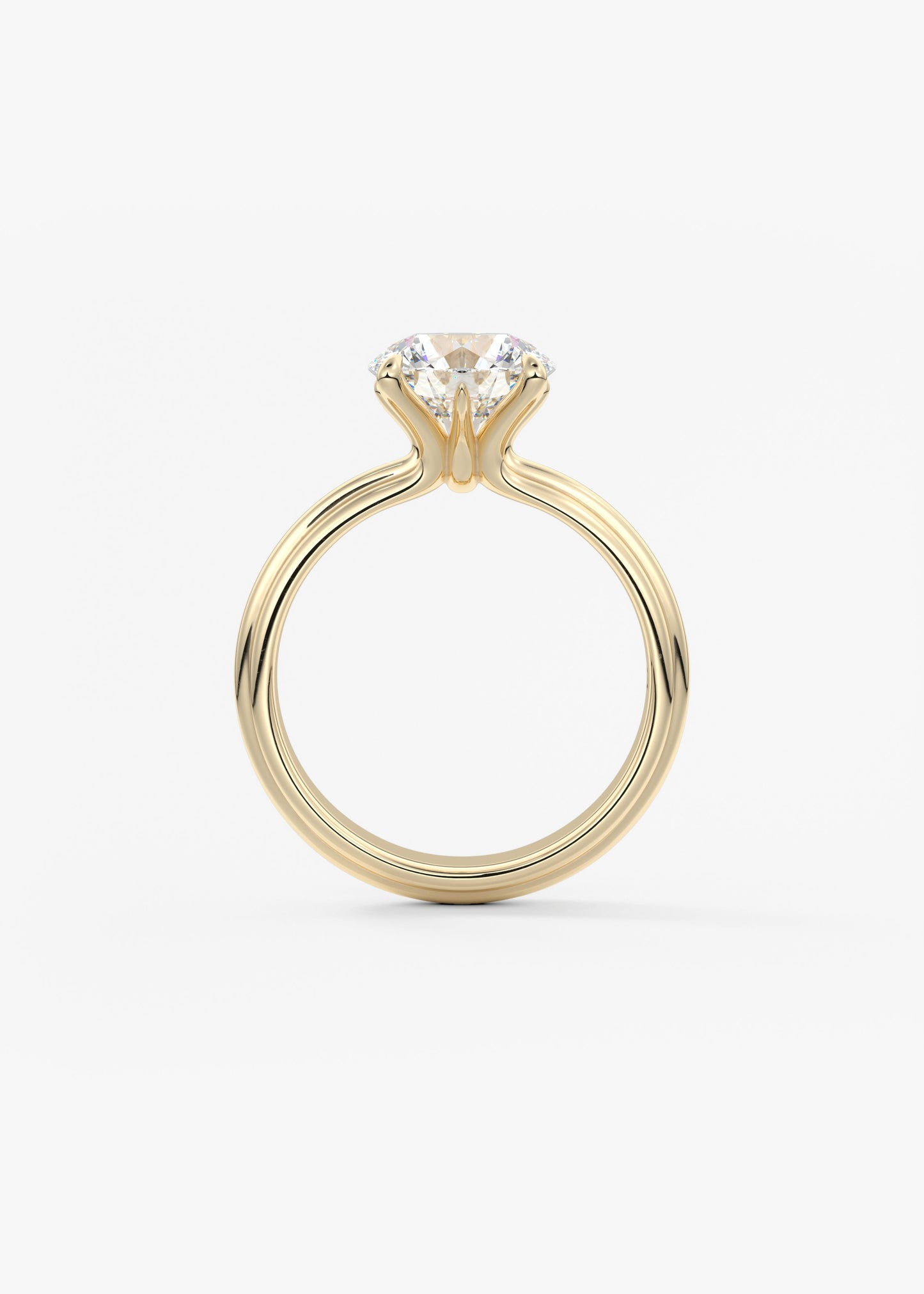 Round Solitaire Triple Shank Lab Grown Diamond Engagement Ring