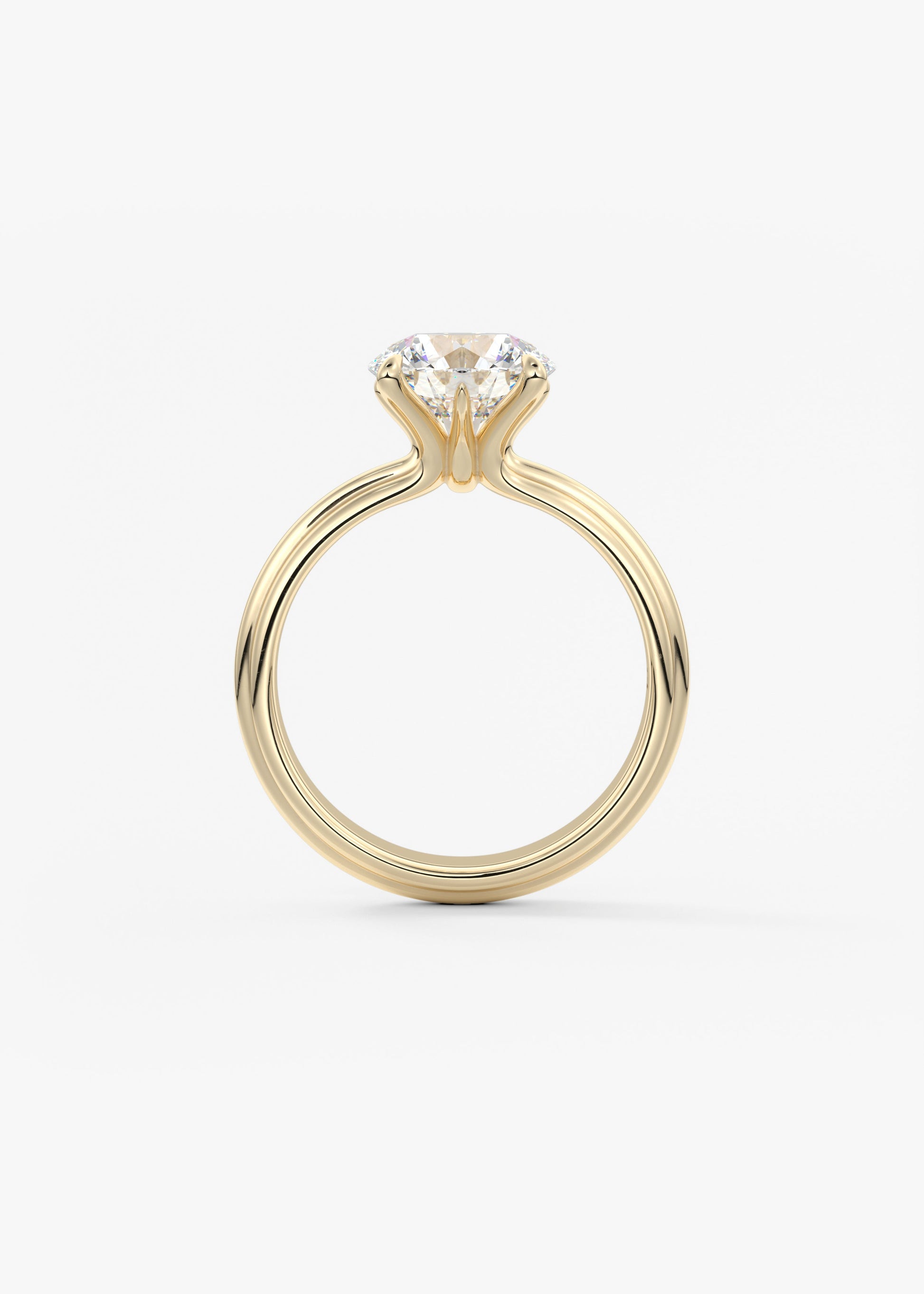 Round Solitaire Triple Shank Lab Grown Diamond Engagement Ring