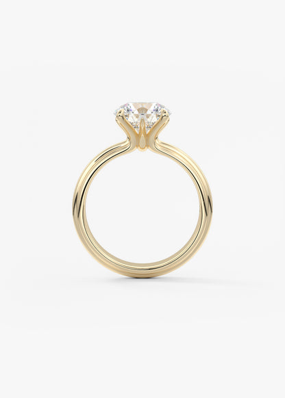 Round Solitaire Triple Shank Lab Grown Diamond Engagement Ring