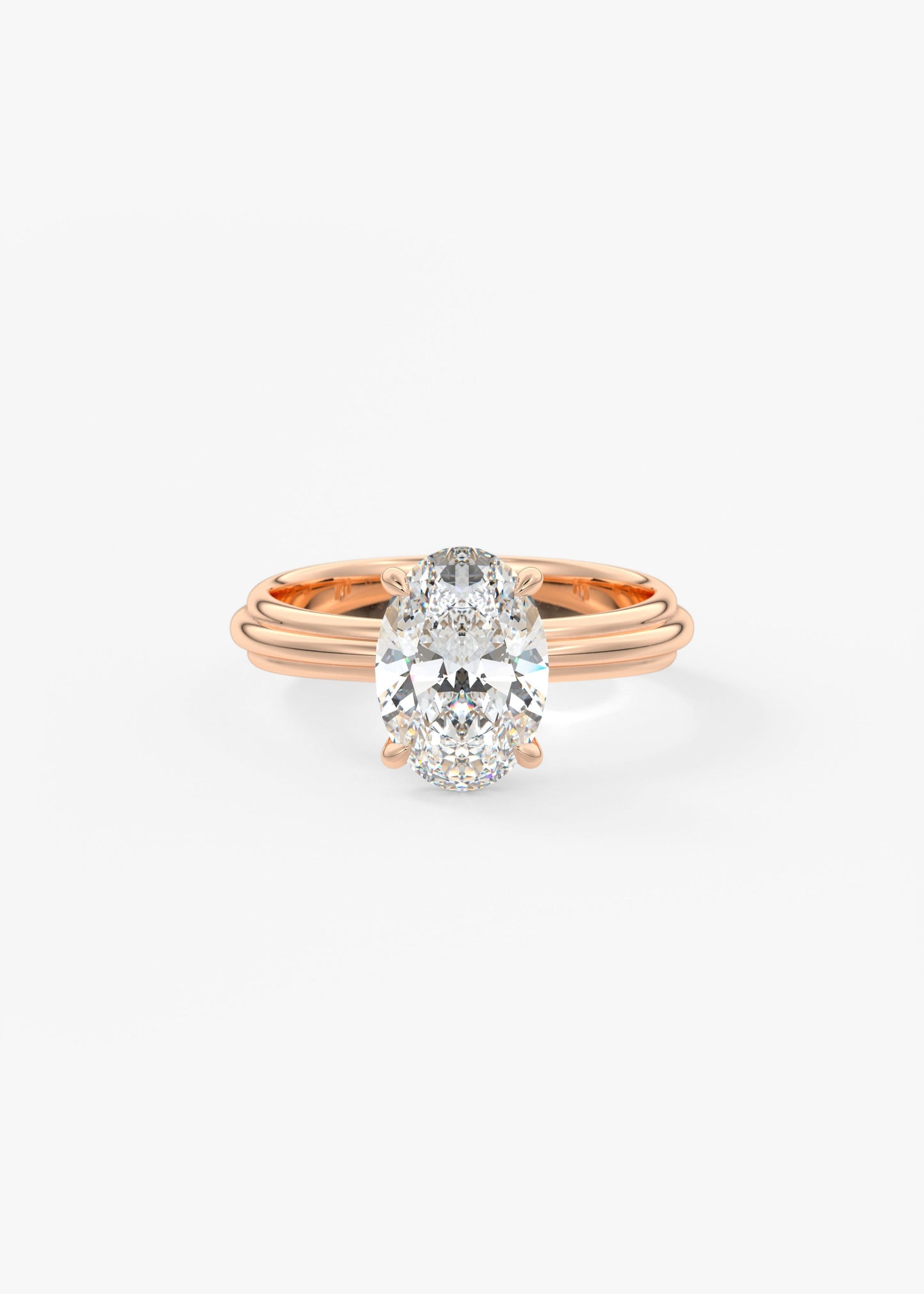 Oval Solitaire Triple Shank Lab Grown Diamond Engagement Ring