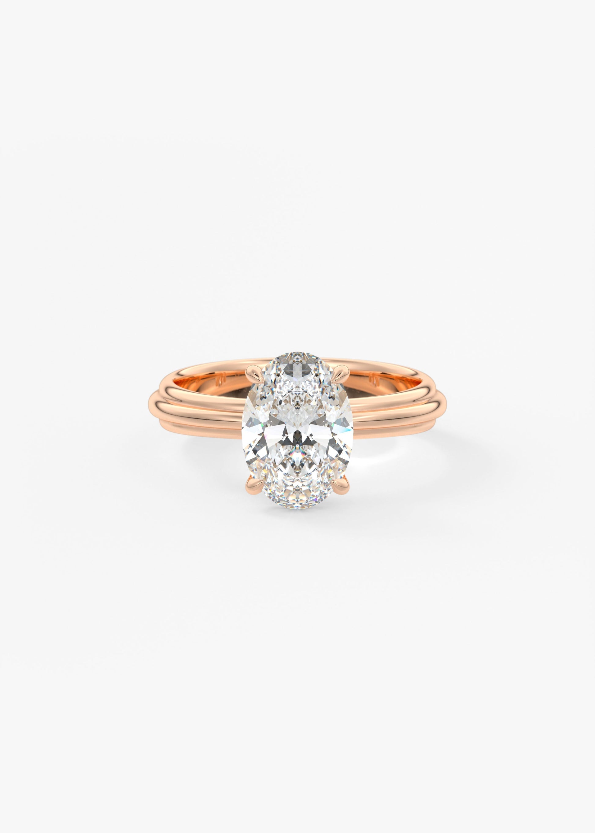 Oval Solitaire Triple Shank Lab Grown Diamond Engagement Ring