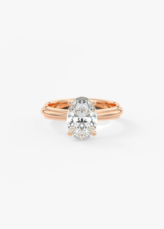 Oval Solitaire Triple Shank Lab Grown Diamond Engagement Ring