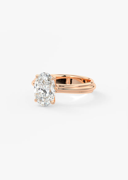 Oval Solitaire Triple Shank Lab Grown Diamond Engagement Ring