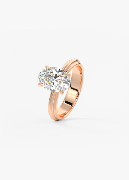 Oval Solitaire Triple Shank Lab Grown Diamond Engagement Ring