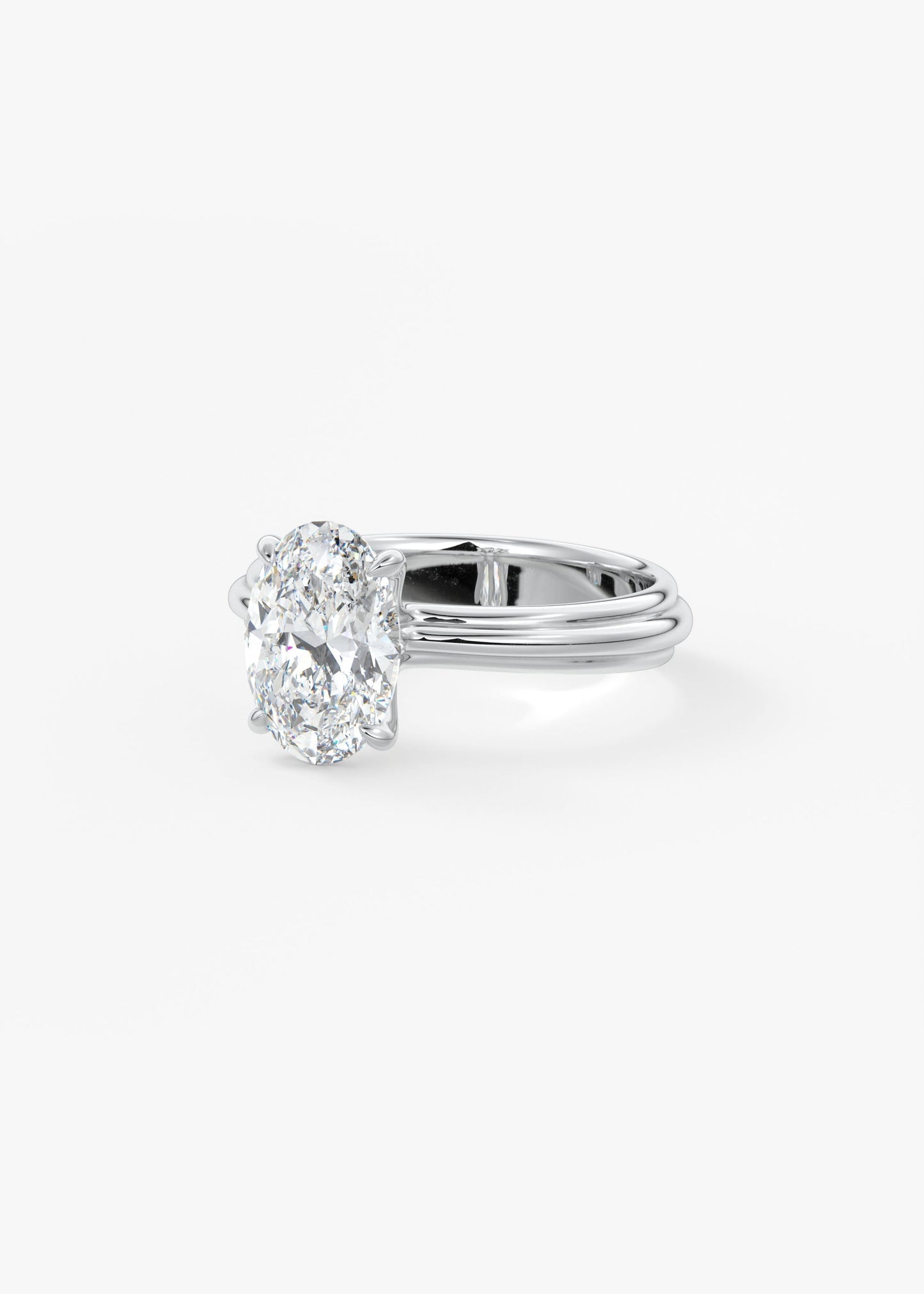 Oval Solitaire Triple Shank Lab Grown Diamond Engagement Ring