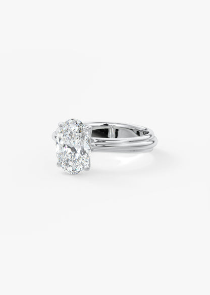 Oval Solitaire Triple Shank Lab Grown Diamond Engagement Ring