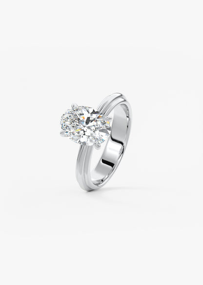Oval Solitaire Triple Shank Lab Grown Diamond Engagement Ring