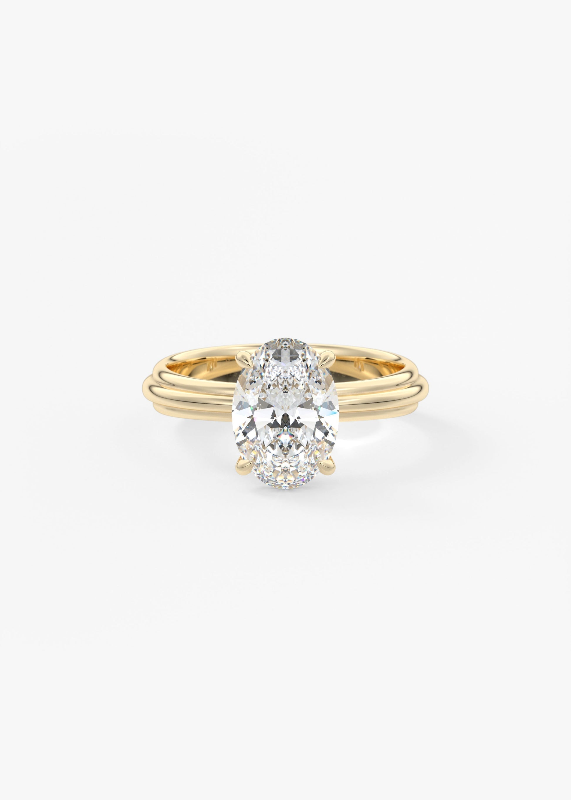 Oval Solitaire Triple Shank Lab Grown Diamond Engagement Ring