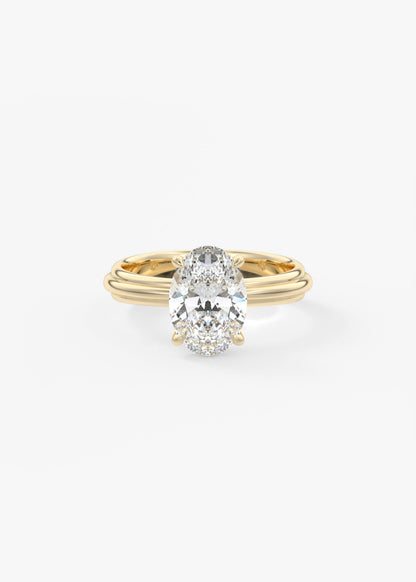 Oval Solitaire Triple Shank Lab Grown Diamond Engagement Ring