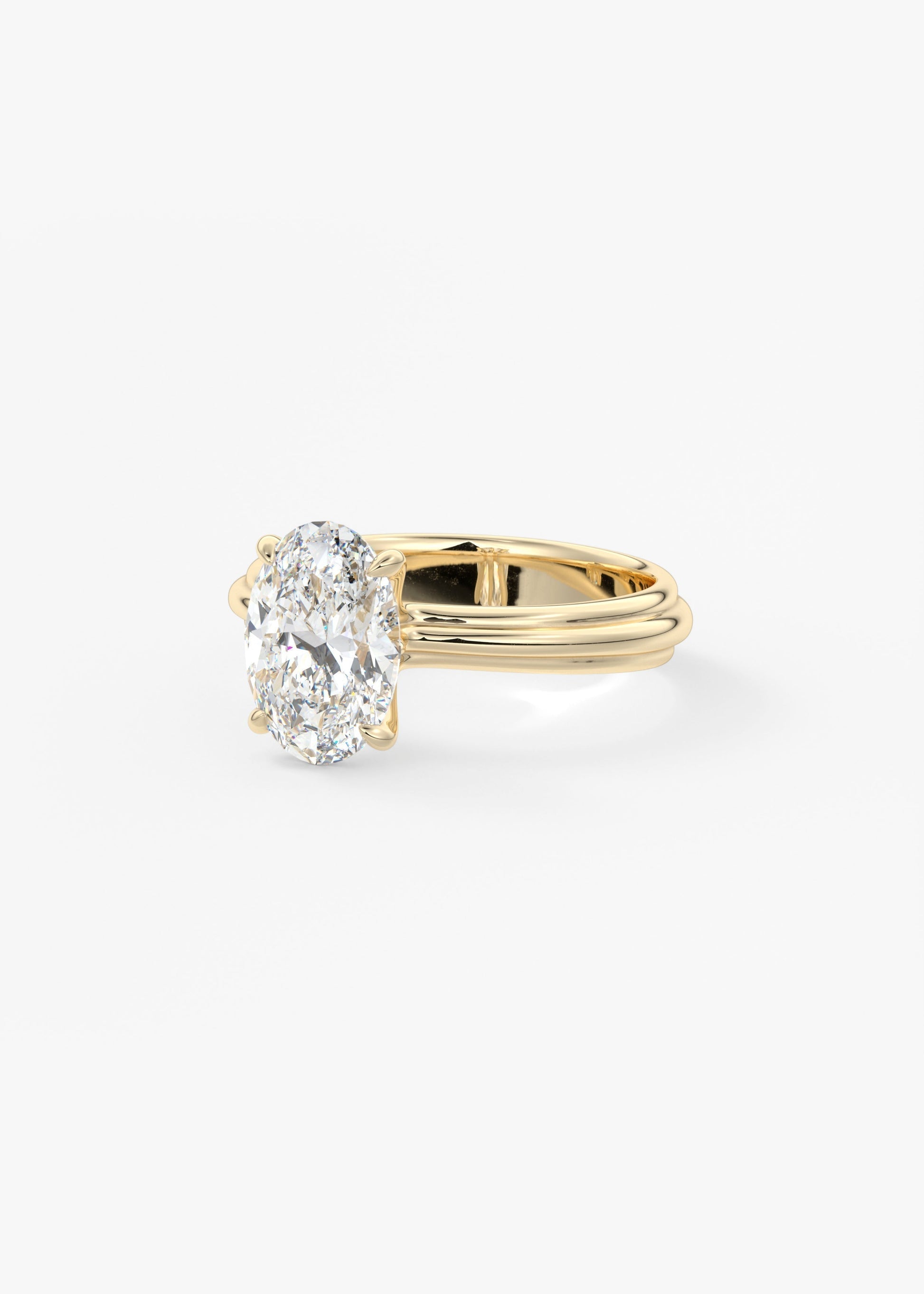 Oval Solitaire Triple Shank Lab Grown Diamond Engagement Ring