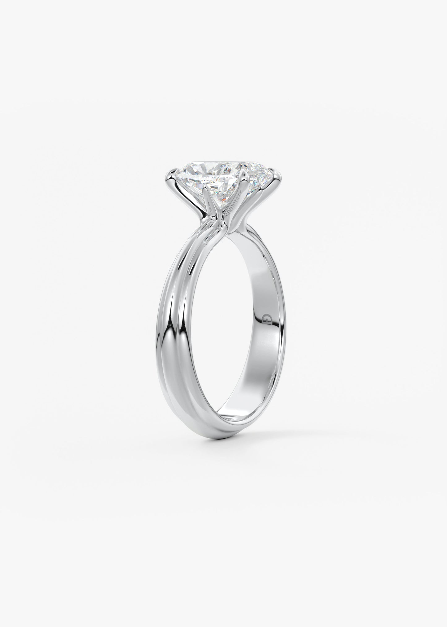 Cushion Solitaire Triple Shank Lab Grown Diamond Engagement Ring