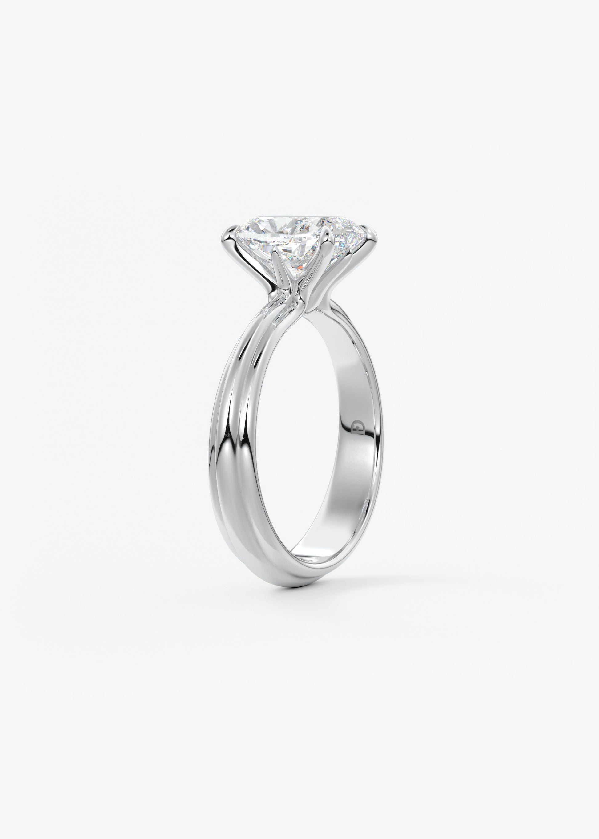 Cushion Solitaire Triple Shank Lab Grown Diamond Engagement Ring