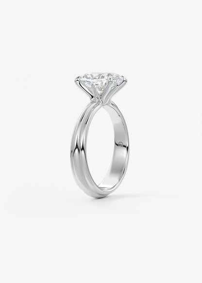 Cushion Solitaire Triple Shank Lab Grown Diamond Engagement Ring