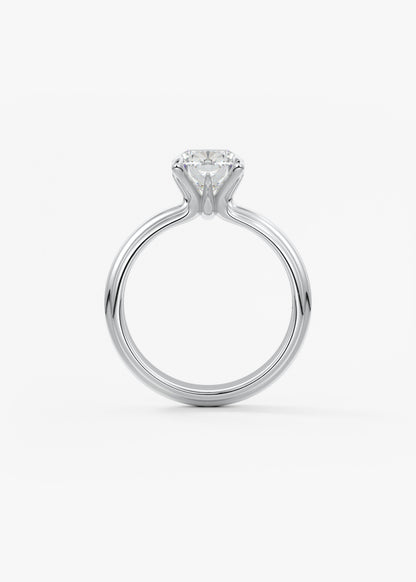 Cushion Solitaire Triple Shank Lab Grown Diamond Engagement Ring