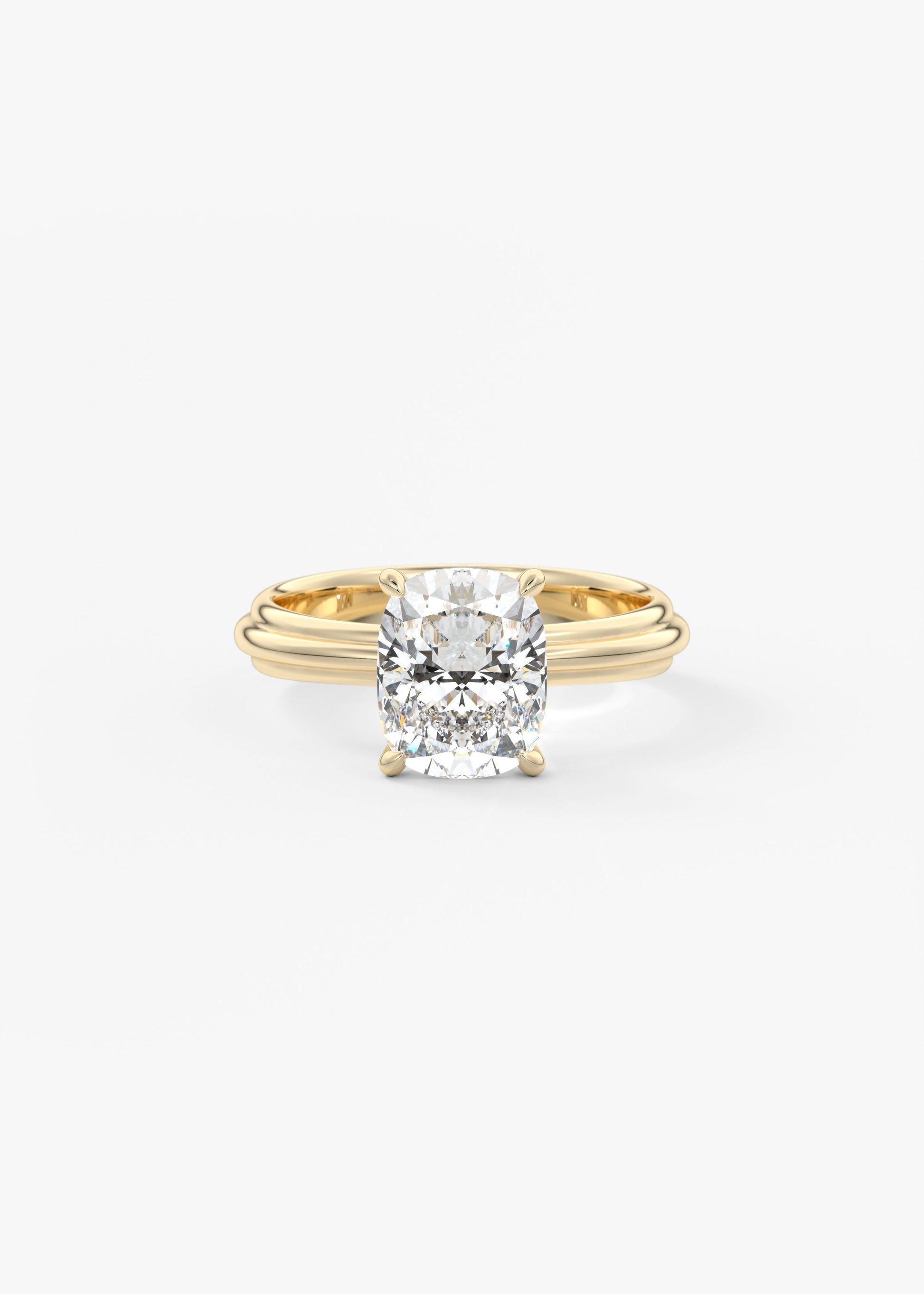 Cushion Solitaire Triple Shank Lab Grown Diamond Engagement Ring