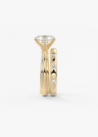 Cushion Solitaire Triple Shank Lab Grown Diamond Engagement Ring