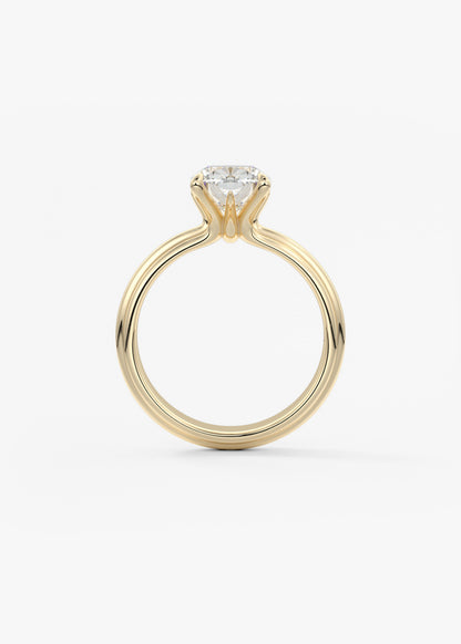 Cushion Solitaire Triple Shank Lab Grown Diamond Engagement Ring