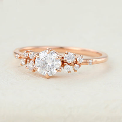 Round Cluster Lab-Grown Diamond Engagement Ring