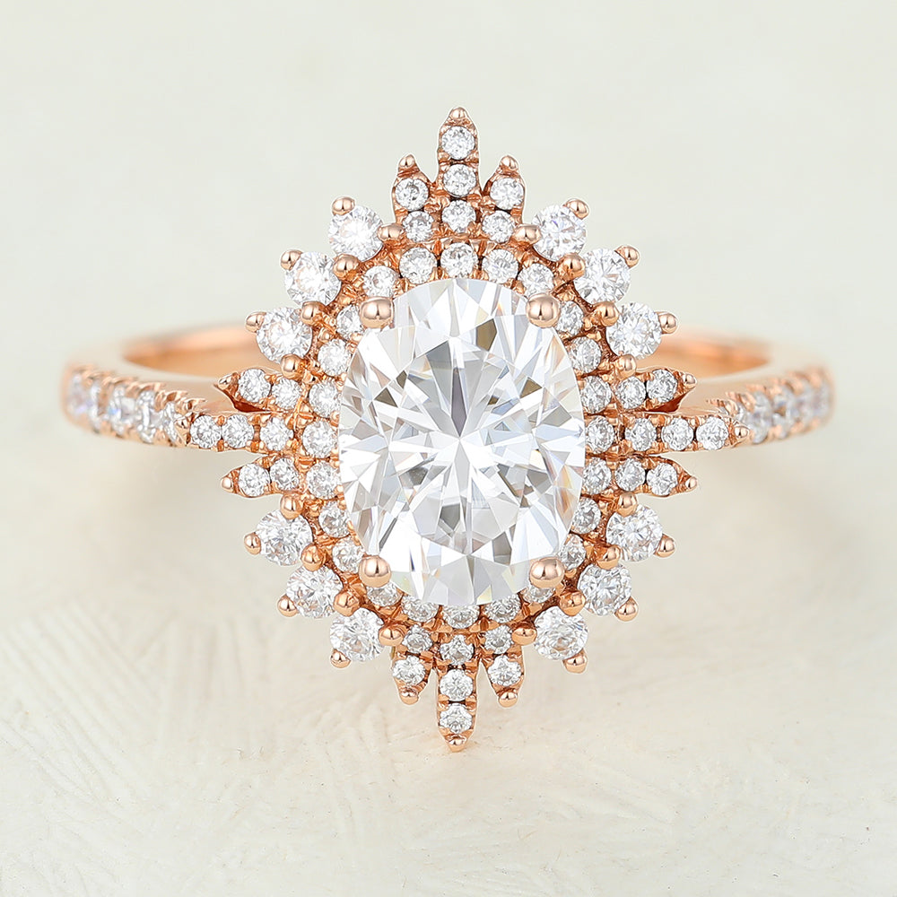 Oval Cluster Lab-Grown Diamond Engagement Ring