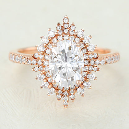 Oval Cluster Lab-Grown Diamond Engagement Ring