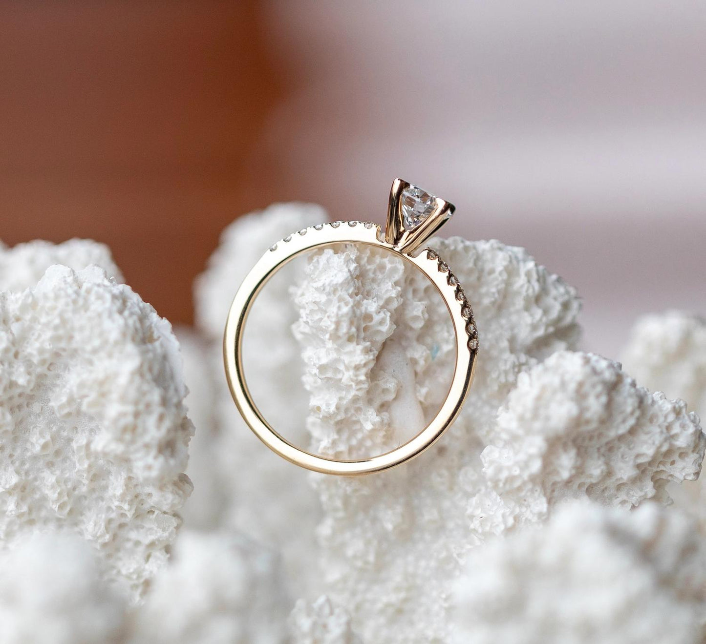 Round Cut Pave Lab Grown Diamond Engagement Ring