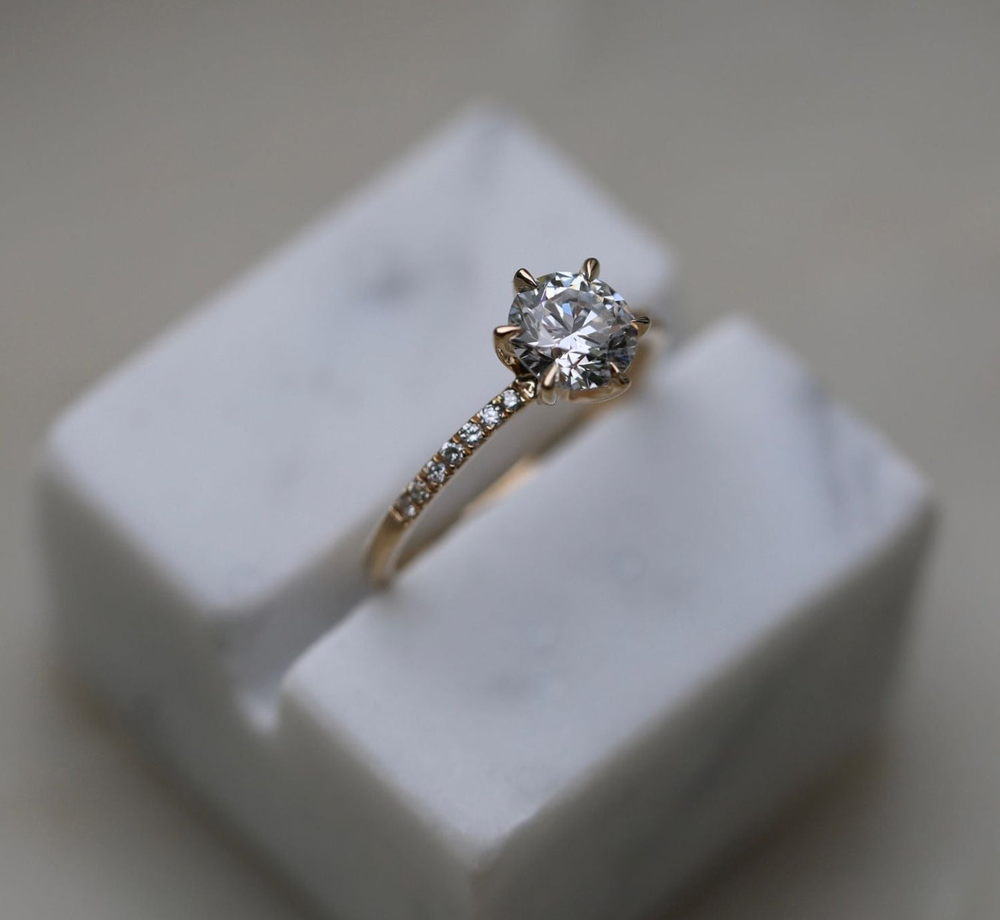 Round Cut Pave Lab Grown Diamond Engagement Ring