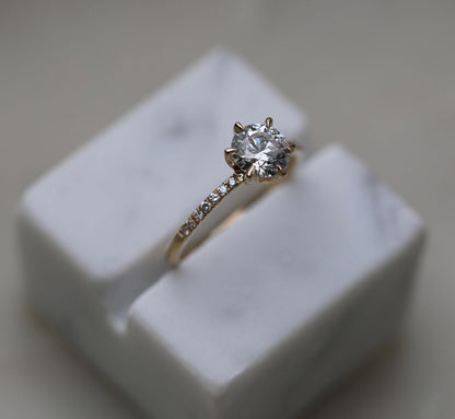Round Cut Pave Lab Grown Diamond Engagement Ring