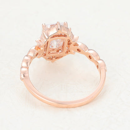 Emerald Vintage Art Deco Lab-Grown Diamond Engagement Ring
