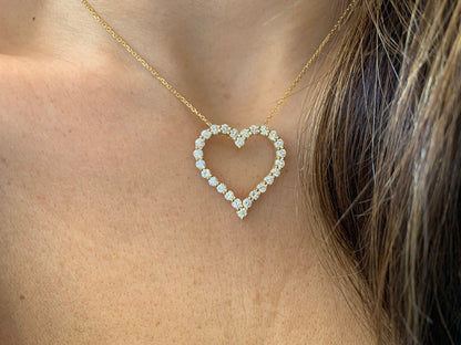0.3 TCW Round Shape Moissanite Heart Style Necklace