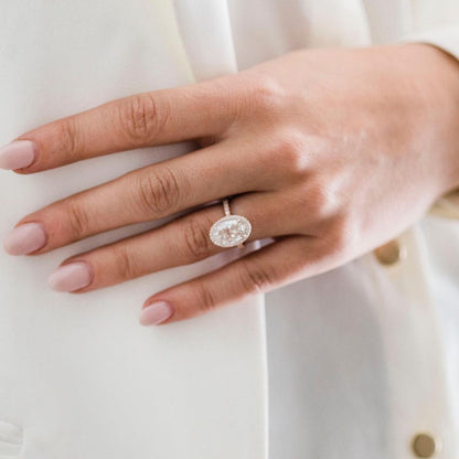 Oval Halo & Pave Lab Grown Diamond Engagement Ring