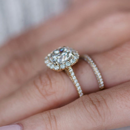 Cushion Halo & Pave Lab Grown Diamond Engagement Ring