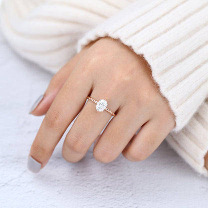 Oval Solitaire Twisted Shank Lab-Grown Diamond Engagement Ring